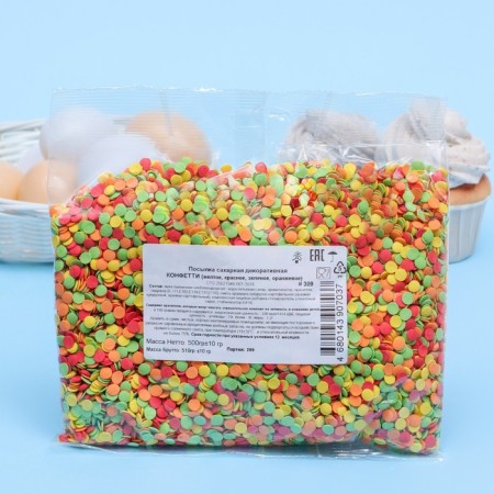 Confectionery Sprinking "Confetti": yellow, red, green, orange, 500 g-1