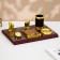 5B1 desktop with a business card and clock, red tree