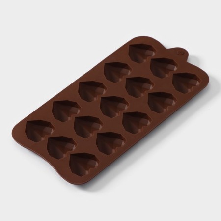 Form for chocolate of the Dolyan "Cold Heart", 20.5 × 10 × 1.5 cm, 15 cells, brown color-4