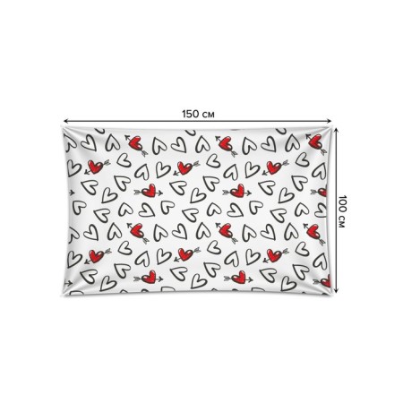 Decorative panel with photo printing "Black and white hearts", horizontal, size 100x150 cm-1
