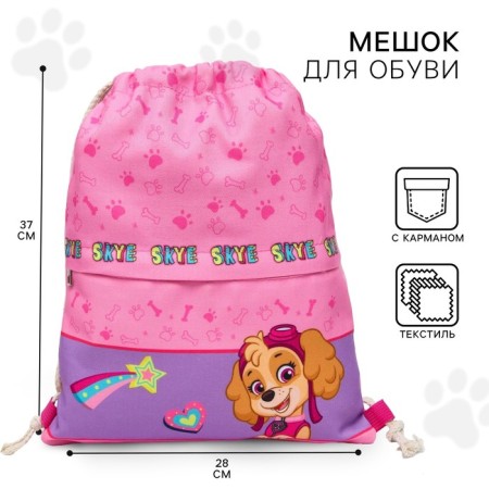 A bag for shoes with a pocket, 28x37 cm, puppy patrol
