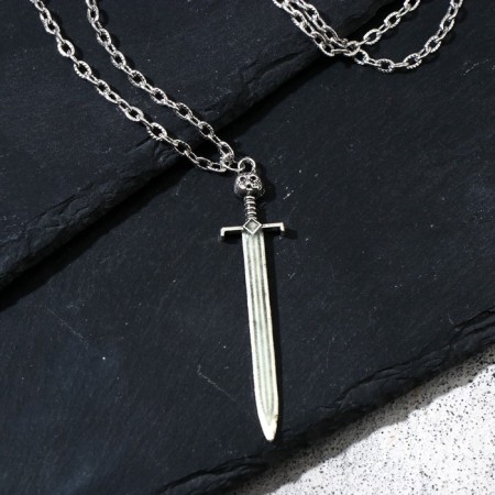 Unisex "Sword" glowing in the dark, green color in black silver, 46 cm-1