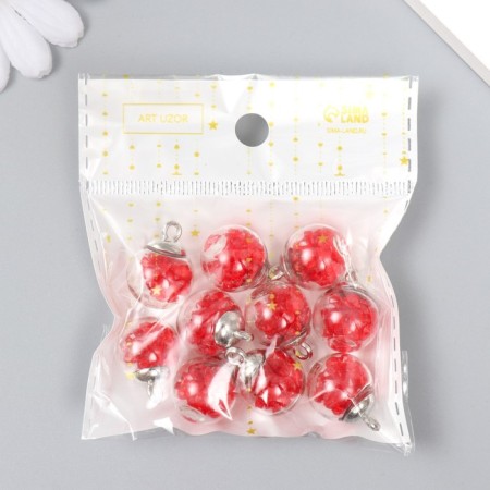 Suspension decorative for creativity glass "ball - pebbles" red d = 1.6 cm set 10 pcs-3