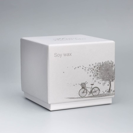 Aromatic candle "Soy Wax", English pear and freesia, white, 9x9 cm-6