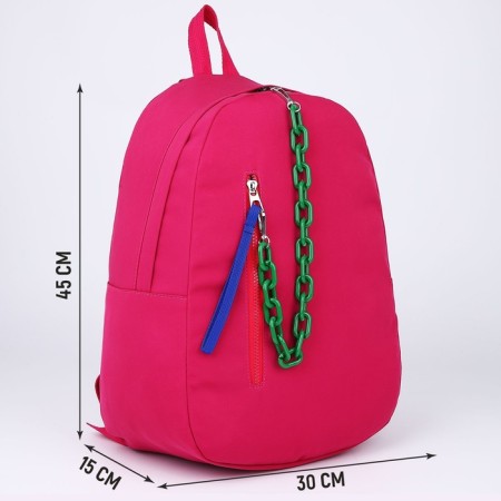 School textile school with pocket, pink color, 45x30x15 cm-1