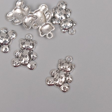 Decor for creativity Metal "Bear" silver set 6 pcs 1.4x2 cm