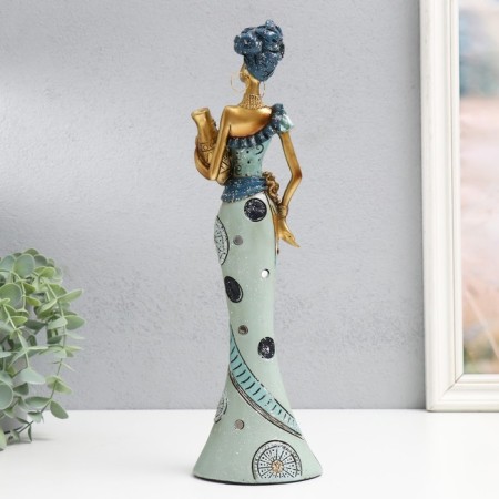 Polystone souvenir "Girl with a jug" blue-blue 9.5x6.5x33 cm-2
