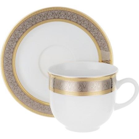Tea Service 6/9 OPAL, Decor “Wide Kant Platinum, Gold”, 15 items-2