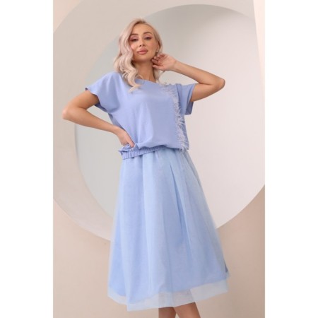 Female skirt, size 46, blue color-2