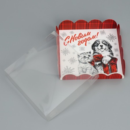 Box for confectionery products with PVC “Happy New Year!”, 13 x 13 x 3 cm, New Year-4