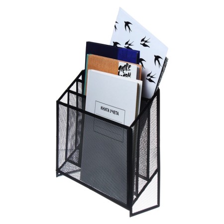 Vertical, desktop tray, 3 compartments, mesh, metal, black-7