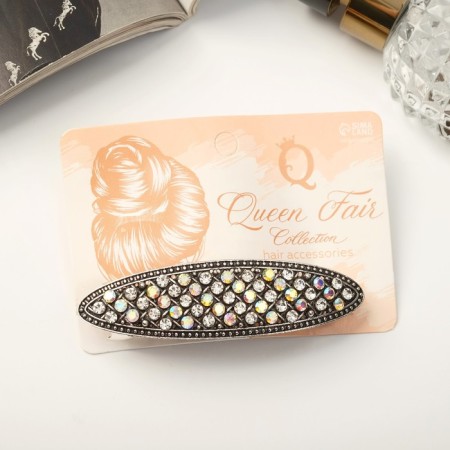 Hair hair clip "Grace" classic oval shine, 8.5 cm, silver-2