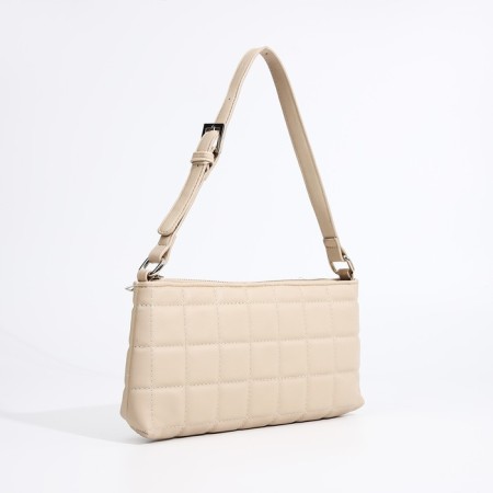 Baget bag with zipper, beige color-2
