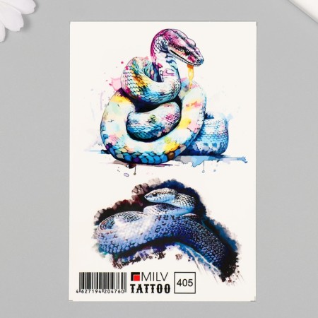 Tattoo on the body "Multi -colored snake" 10x15 cm