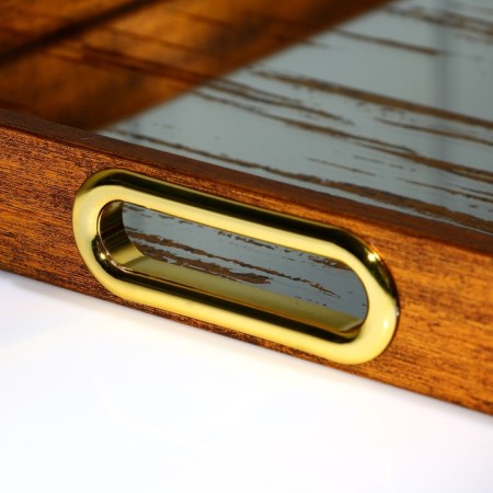 Plastic rectangular tray with a mirror "Strokes", 34 x 34 x 4.5 cm Soldier-9