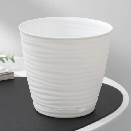 Pot for flowers with a Saffron pallet, 1.5 l, d = 14.6 cm, h = 13.5 cm, white color-1