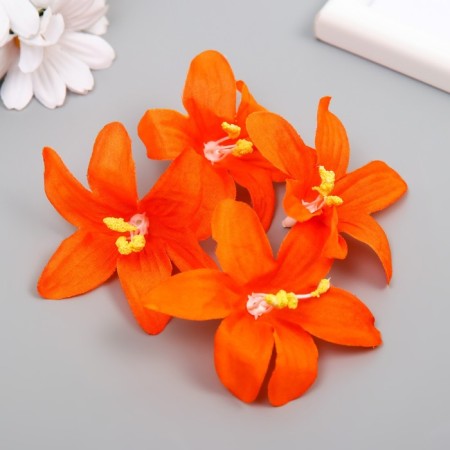 Budon on the leg for decoration "Lily Garden" Orange 6.5x6.5 cm-2