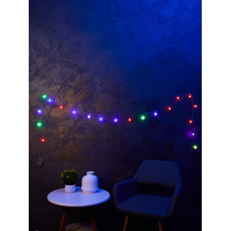 Garland “thread” 3 m with nozzles “balls”, ip20, transparent thread, 20 LED, glow of multi, AAH3-4