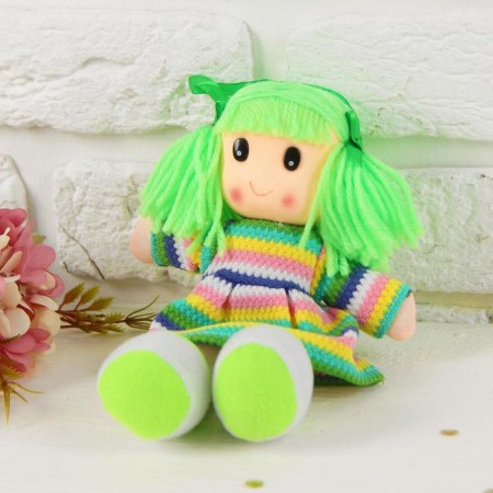 Soft toy "Doll", in a knitted dress, color mix