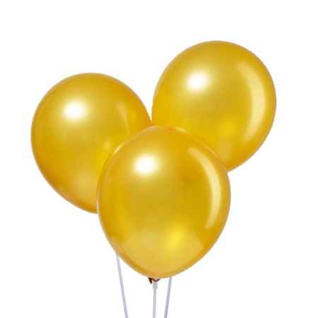 Latex ball 10 ", metal, set 100 pcs., Golden color