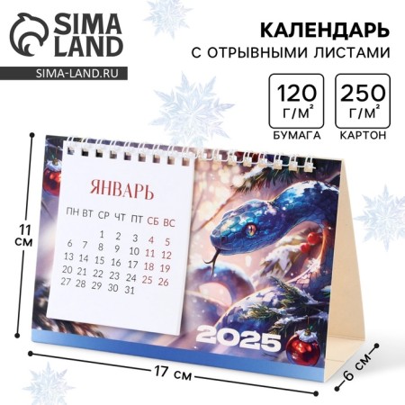 Calendar 2025 desktop with tear -off sheets “New Year: happiness is just beginning”, 16.9 x 14 cm