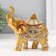 Polystone box "Golden Elephant in the Mirror Popone" 15x13.7x6.5 cm