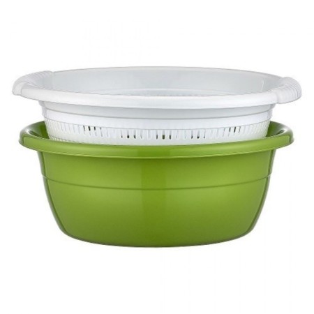 Drill colander with a basin Hobbylife Emarald, Round, 4.5 liters-1