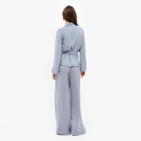 Female set (jacket, trousers) minku: Silk pleasure color gray-blue, rr 46-2