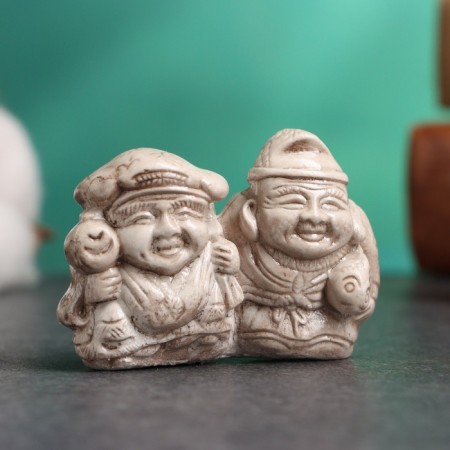 Figure "Daikoku and Ebisa" ivory, 6x3x4cm-3