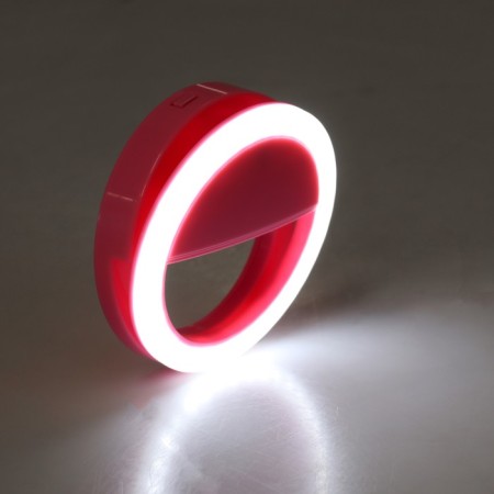 LED ring lamp for Luazon AKS-03, from batteries, 3 modes, pink-1