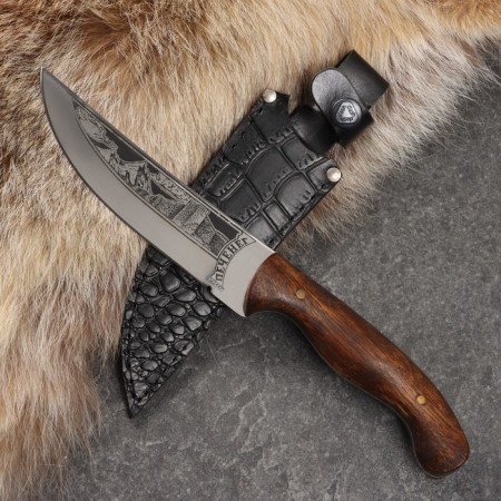 Caucasian knife, tourist "liver" with scabbard, steel - 40x13, waxed nut, 14 cm-8