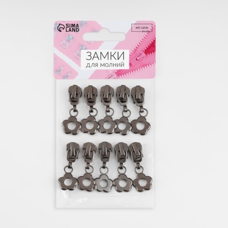Automatic lock for metal zippers, No. 5, decorative, 10 pcs, black nickel color-3