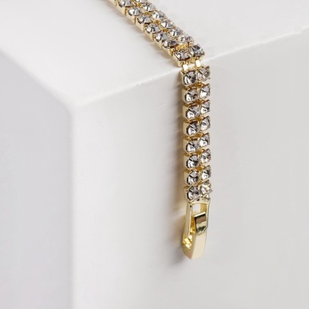 Bracelet with rhinestones "shine" 2 rows, white color in gold, 18cm-4