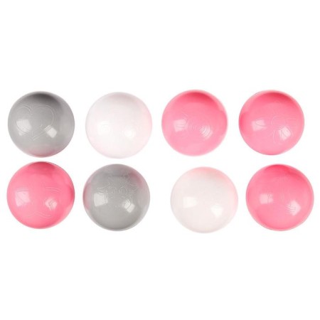 Balls for dry pool with a pattern, ball diameter 7.5 cm, set 150 pieces, pink, white, gray color-3