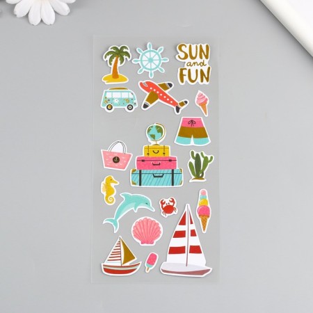 Sticker plastic gold embossing "Vacation" mix 10.5x23 cm-1