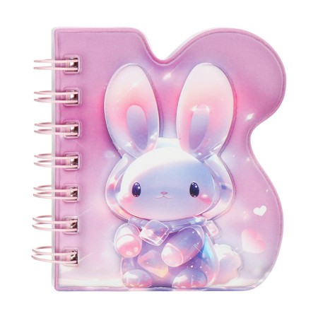 Notebook Gift Book on the comb 80l, line, color block, PVC Bunny PVC cover (10x10.5cm) 10539