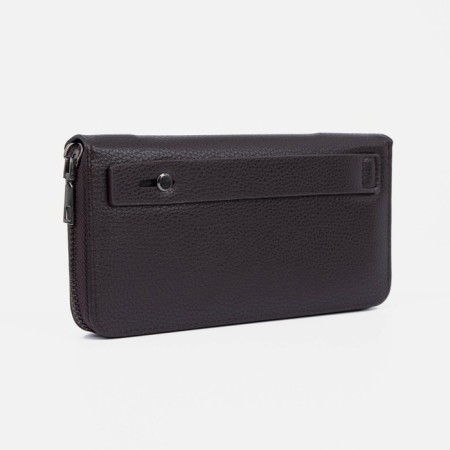 Male purse with lightning, department for bills, for cards, for coins, brown color-1