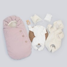 Set for discharge Winter Kinderlitto Velvet, 5 items, height 56-62 cm, Royal pink color