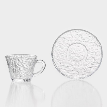 Service Tea of ​​glass "Volcano", 12 items: 6 cups 180 ml, 6 saucer d = 14 cm-2