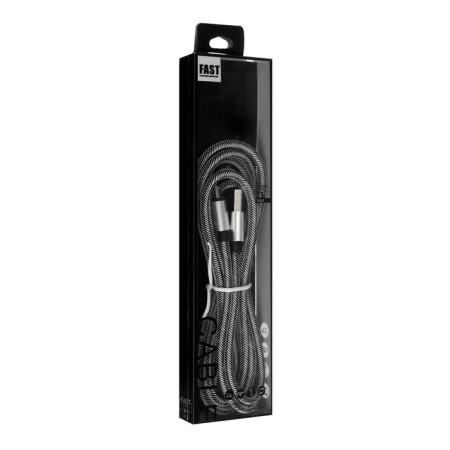 Type- C cable - usb, 2.1 a, nylon braid, 2 meters, silver-3