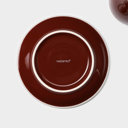 Coffee steam porcelain Magistro Coffee Time, 2 objects: a cup 180 ml, a saucer d = 14.5 cm, brown color-6