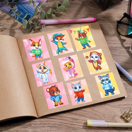 Paper stickers "Funny guys", with coloring on the back, 11 x 15.5 cm-4