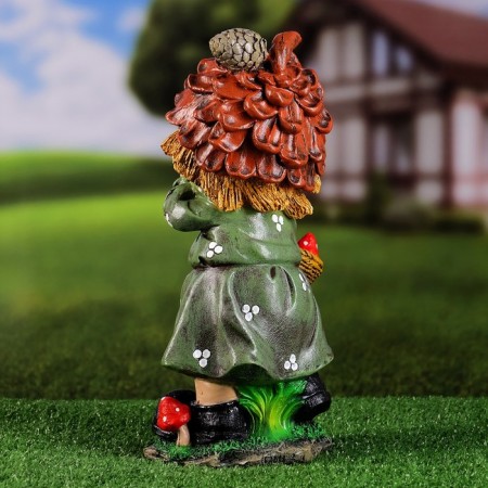 Garden figure "Dwarf with a basket of mushrooms" 17x35cm-2