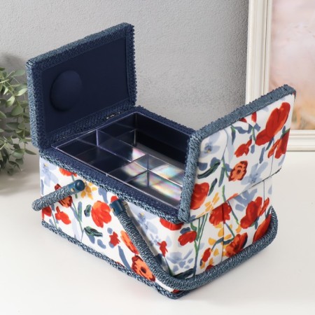 Casket for needlework "Summer flowers on white" 19x26x14.5 cm-3