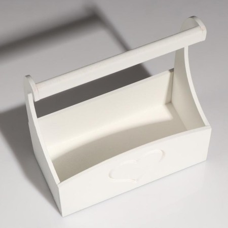 Wooden Kashpo "Symmetric Heart", with a pen, white, 25 × 12.5 × 10 (28) cm-3
