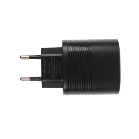 Network charger PERO TC11, USB, USB-C, 3 A, fast charging, black-3