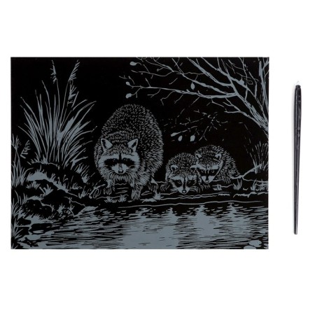 Family engraving with the effect of silver "Raccoon"-2