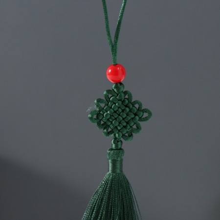 Suspension textiles, plastic "Knot of happiness and infinity" Dark green 8.5 cm-1