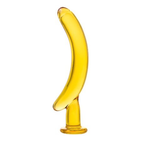 Unrealistic phallimitator Sexus Glass, glass, yellow, 17.5 cm-1
