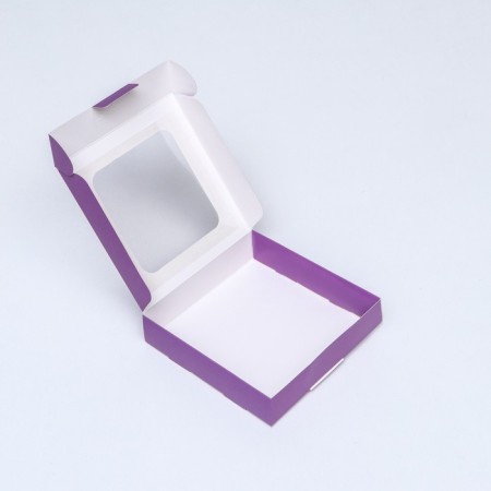 Self -charged box with a lilac window, 13 x 13 x 3 cm-3